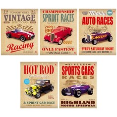 Тетрадь общая, 48л, А5, клетка, 5 шт, на скрепке, Старинные авто, Seventeen, 6645/5