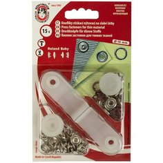 Кнопки рубашечные KOH-I-NOOR Baby, металл, цветные, D 9,7 мм, 15 шт, цвет 977 бордовый