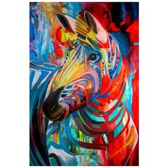 Картина по номерам на холсте красочная зебра - 8905 В 60x40