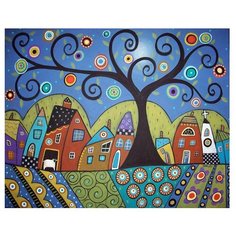 Яркие грани Вечерние домики (полная/квадр.) DS579