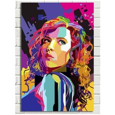 Картина по номерам на холсте Скарлетт Йоханссон (Чёрная вдова, абстракция) - 9031 В 60x40