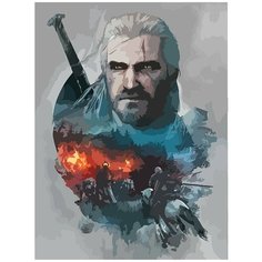 Картина по номерам на холсте игра Ведьмак Геральт - 6734 В 30x40