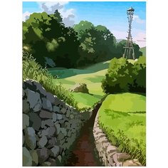 Картина по номерам на холсте Аниме пейзаж (Миядзаки, Природа) - 7218 В 30x40