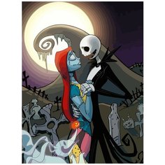 Картина по номерам на холсте Мультфильм Джек и Салли - 7511 В 30x40