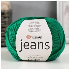 YarnArt Пряжа "Jeans" 55% хлопок, 45% акрил 160м/50гр (52 зелёный)