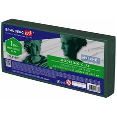 Пластилин скульптурный мягкий художественный модельный для лепки Brauberg Art Classic, оливковый, 1 кг, 106521