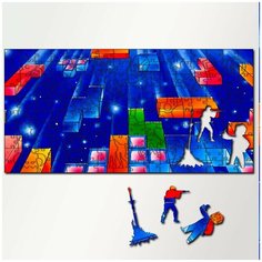Пазл из дерева с фигурками, 230 деталей, 46х23 см игры Tetris Tetris, Тетрис, головоломка, Сега, 16 bit, 16 бит, ретро приставка - 5656 Puzzle Wood