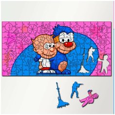 Пазл из дерева с фигурками, 230 деталей, 46х23 см игры Bubble VS Squeak - 5611 Puzzle Wood