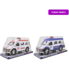 Машинка пластмассовая "Милиция / Скорая помощь" В033 инерционная / Микс Нет бренда