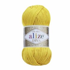 Пряжа ALIZE DIVA, желтый - 110, 100% микрофибра акрил, 5 мотков, 100 г, 350 м.