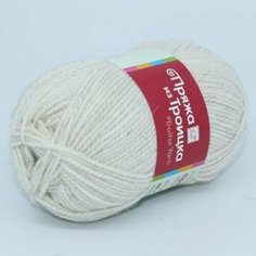 Пряжа Троицкая камвольная фабрика Простая (ТКФ), белый - 01, 50% шерсть, 50% акрил, 10 мотков, 100 г, 200 м.