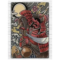 Картина по номерам на холсте Японский самурай - 11273 В 60x40