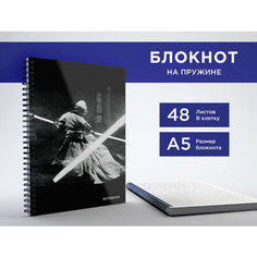 Блокнот А5 на пружине, 48 листов в клетку, альбом для заметок, тетрадь "Самурай" в подарок на новый год CVT