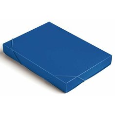 Папка-короб на резинке Бюрократ -BA40/07BLUE пластик 0.7мм корешок 40мм A4 синий 25 шт.