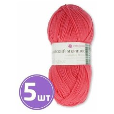 Пряжа Пехорка Австралийский меринос (185), земляника, 5 шт. по 100 г