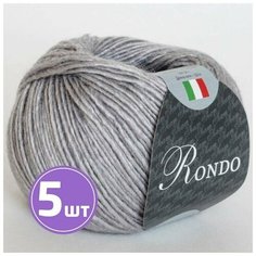 Пряжа полушерсть для вязания крючком спицами SEAM Сим Сеам RONDO тонкая, шерсть мериносовая/вискоза, цвет 10 цинк меланж 5 шт. по 50 г, 110 м