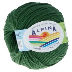 Пряжа для вязания крючком спицами Alpina Альпина RENE классическая средняя мерсеризованный хлопок 100%, цвет №987 Темно-зелёный 105 м 10 шт по 50 г