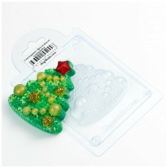 Елка вязаная с бусами форма из толстого пластика для литья: мыла, шоколада, гипса Any Molds