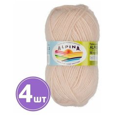 Пряжа полушерсть Alpina Альпина ALPACA POLLO классическая средняя альпака/акрил, цвет 02 Светло-персиковый 125 м 4 шт по 50 г