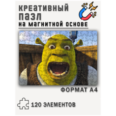 Магнитный пазл с рисунком Шрэк, формат А4 (29 х 20 см), 120 деталей, магнитная основа Printhan