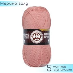 Пряжа Madame Tricote "Merino Gold" №121 Розовый тюльпан, 49% шерсть меринос + 51% акрил, 100гр. 400м. 5шт.