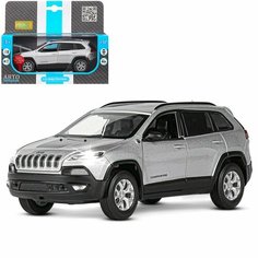ТМ "Автопанорама" Машинка металл. 1:32 Jeep Cherokee, серебряный, инерция, свет, звук, откр. двери и багажник, в/к 17,5*13,5*9 см JB1251498