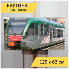 Картина "Поезд, паровоз, железная дорога" для интерьера на стену / Декор в дома, спальню, на кухню, детскую комнату, 125 см х 62 см Lots Prints