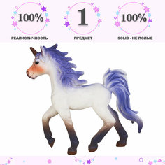 Игрушка фигурка серии "Мир драконов", Белый жеребенок-единорог с синей гривой Masai Mara