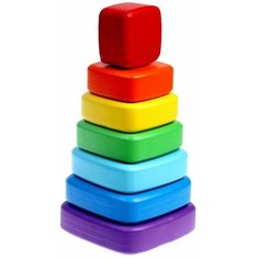 Пирамидка деревянная маленькая «Квадрат» Мега Тойс