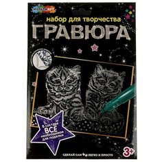 Гравюра 18х24 см. котята, серебряная MultiArt SCRATCHART-SLV-KITTENS3 Мульти Арт