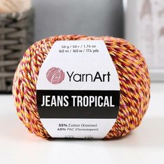 Пряжа "Jeans Tropical" 55% хлопок, 45% полиакрил 160м/50гр (613 желтый-бордо) 9465048 Yarn Art