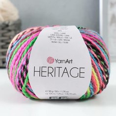Пряжа "Heritage" 75% акрил, 25% шерсть 125м/50гр (340 розовый-зеленый-лимон) Yarn Art