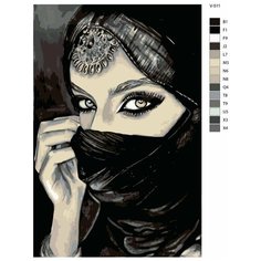 Картина по номерам V-511 "Красота Востока черно-белая" 50x70 см Brushes Paints