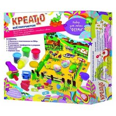 *Kreatto. Набор для лепки "Ферма" 4 цв. по 56 гр. арт.30419/14411 /24 Нескучные игры