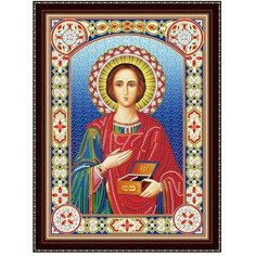 Алмазная Мозаика 30*40см Холст на подрамнике (Частичная выкладка) Стеклянные стразы Пантелеймон Целитель (картонная упаковка) (6442) Рыжий кот