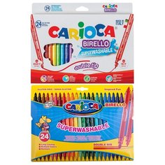 Фломастеры двухсторонние CARIOCA (Италия) "Birello", 24 цвета, суперсмываемые, 41521