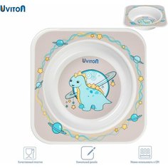 Тарелка детская для кормления с рисунком квадратная Uviton