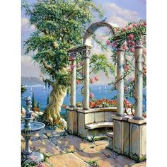 Картина по номерам Беседка с фонтаном 40х50 см АртТойс