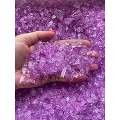 Стеклянная крошка ярко-сиреневая, для декора, эпоксидной смолы, мозаики 200гр. фракция 3мм-20мм. толщина 0,5мм Нет бренда