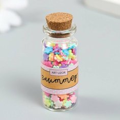 Декор для творчества пластик "Цветок. Разноцветные астры" набор 8 гр 5х2х2 см Арт Узор