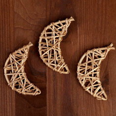 Декор для творчества из лозы "Месяц" набор 3 шт, размер 1 шт. 7 x 3.5 см, цвет золото Сима ленд