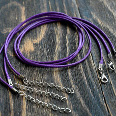 Основа для ожерелья/кулона/чокера с замочком (6 шт.), вощеный шнур, размер 450х2 мм, цвет фиолетовый КафеБижу