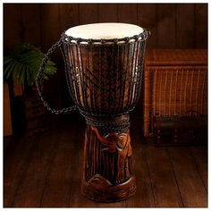 Музыкальный инструмент барабан джембе "Тёмный" 60х25х25 см микс КНР