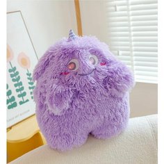 Мягкая игрушка-подушка мохнатый монстрик 40 см фиолетовый Без бренда