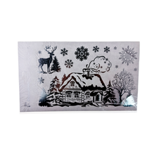 Набор наклеек: домик, олень, снежинки, цвет: серебро, 27х16 см - Без ТМ