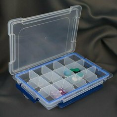 Органайзер для рукоделия, со съёмными ячейками, с подвесом, 15 отделений, 27 1 4,3 см, цвет прозрачный/синий Made in China