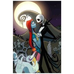 Картина по номерам на холсте Мультфильм Джек и Салли - 7511 В 60x40