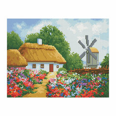 Алмазная мозаика ТРИ совы "Хутор", 30*40см, холст, картонная коробка с пластиковой ручкой