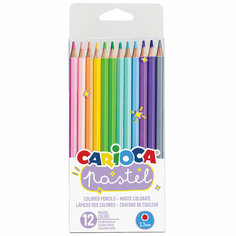 Карандаши цветные Carioca "Pastel", 12цв, заточен, ПВХ, европодвес, 302284