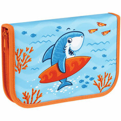Пенал 1 отделение, 200*130 Мульти-Пульти "Surf Shark", доп. секция, ткань, 337280